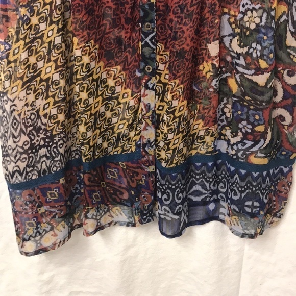 Sundance Cardigan Topper Mixed Print Sheer Size S Button Front Flowy Boho - Picture 5 of 14